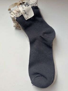 NWT Free People waffle knit socks with ruffles at top, multicolored pairs
